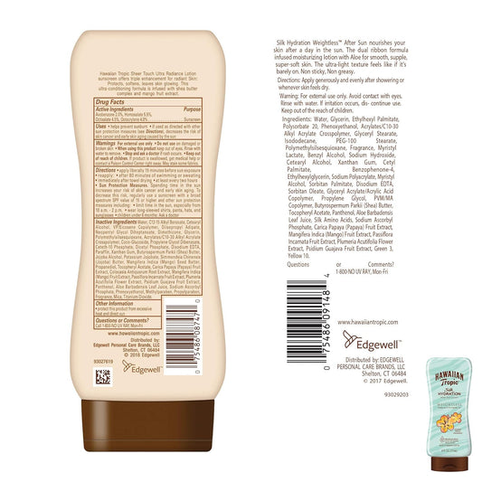 Hawaiian Tropic Spf 30 Broad Spectrum Sunscreen And After Sun Pack With 8Oz Sheer Touch Moisturizing Sunscreen Lotion And 6Oz Silk Hydration Weightless After Sun Lotion