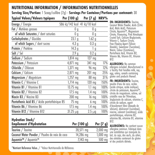 Bodyfuel Hydration Electrolyte & Vitamin Powder - Natural Energy & Reduces Tiredness & Optimise Hydration (210G - 30 Servings)(Orange Crush)