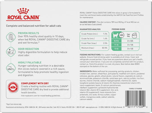 Royal Canin Digestive Care Thin Slices In Gravy Wet Cat Food, 3 Oz Can (12-Count)