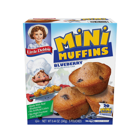 Little Debbie Mini Muffin Variety Pack, Birthday Cake, Blueberry, Chocolate Chip (2 Boxes Each)