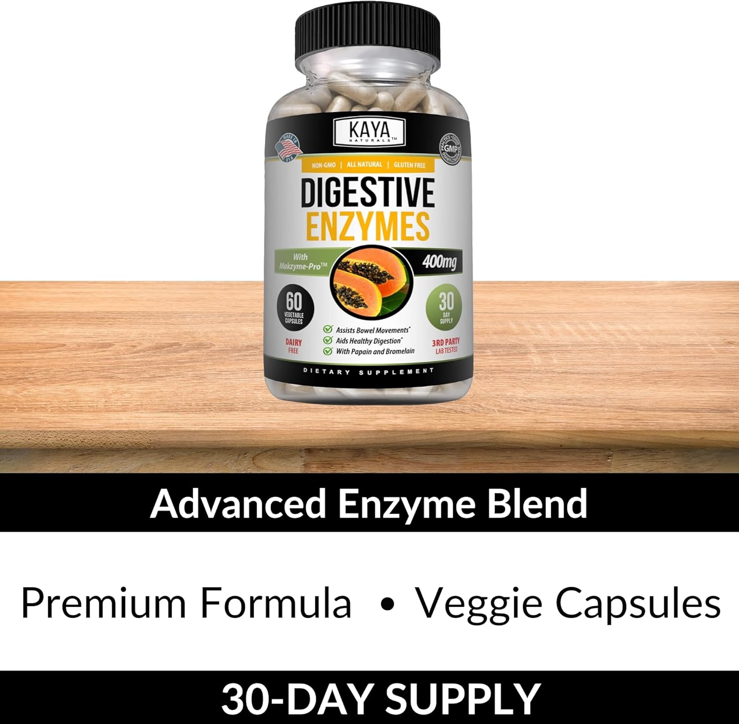 Kaya Naturals Digestive Enzymes With Prebiotics & Probiotics - Constipation & Bloating Relief - Weight Management Pills For Women & Men - Aids Immune Function - 180 Veggie Capsules : Health & Household