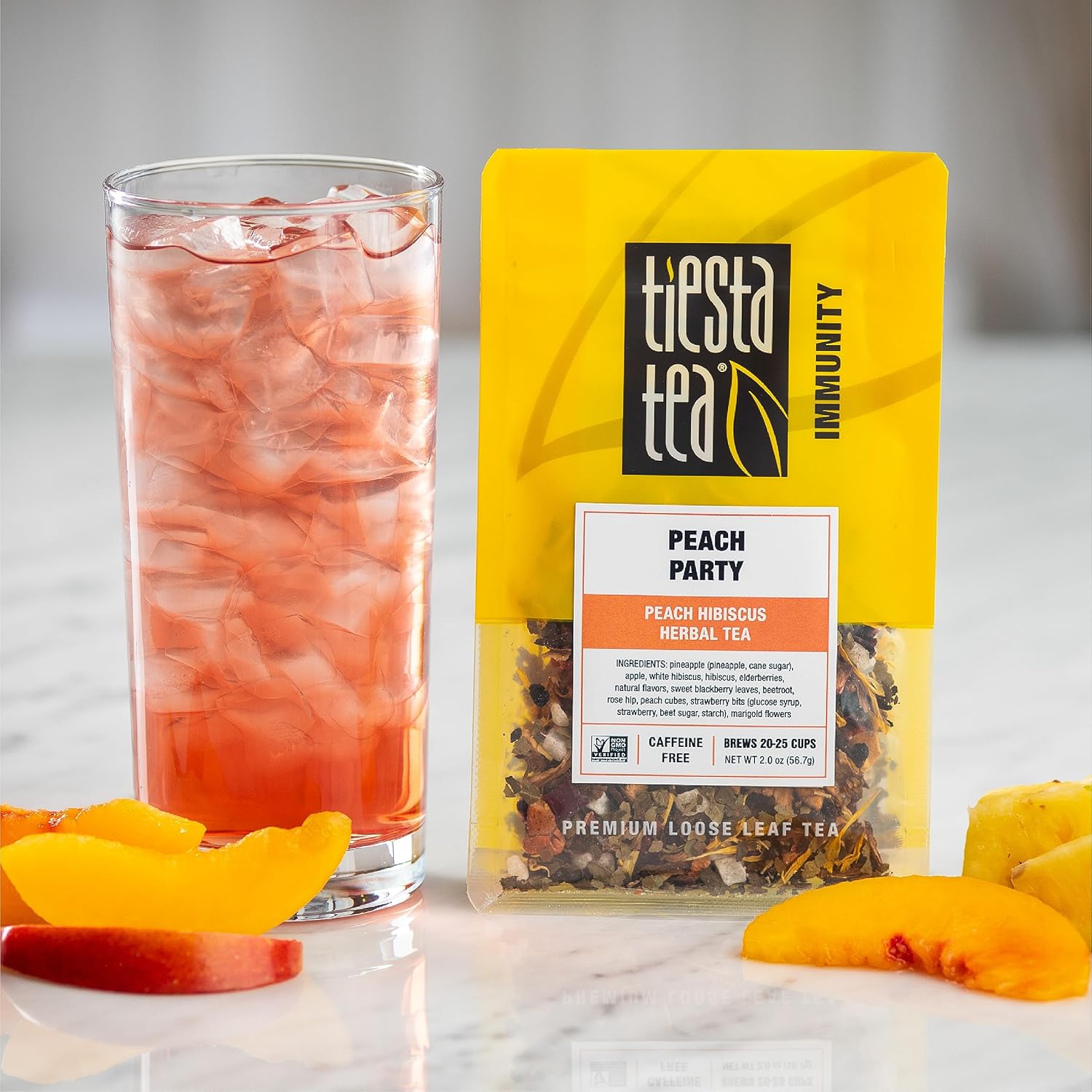 Tiesta Tea - Fruit Frenzy Trio | 3 Exotic Loose Leaf Herbal Tea Blend | Assorted Non-Caffeinated Fruit Tea | Make Hot Or Iced | 2Oz Pouch Of Cherry Punch, Peach Party, Orange Tango (Pack Of 3)