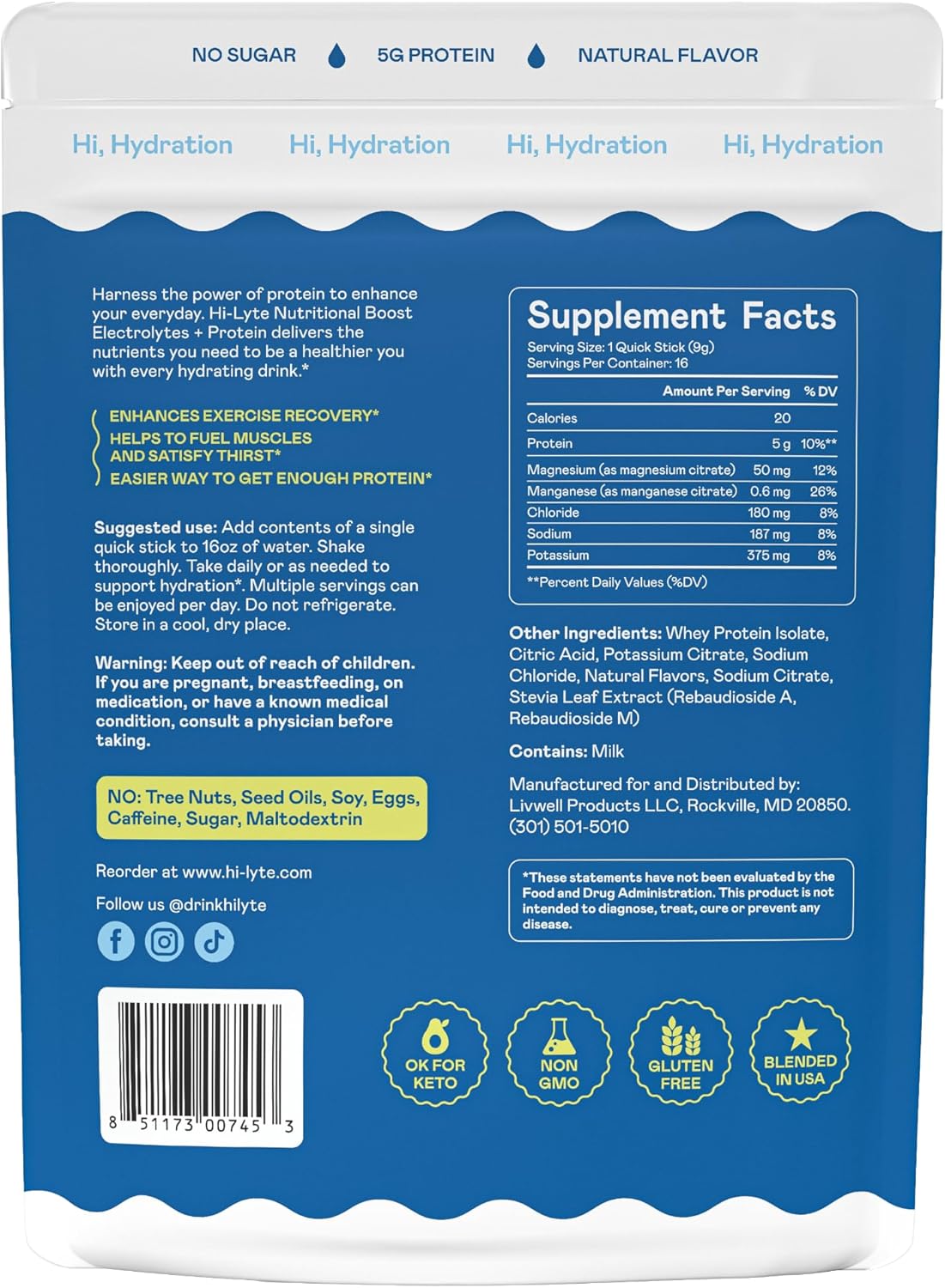 Hi-Lyte Keto K1000 Electrolyte Powder | Raspberry Lemon (100 Servings) | Hydration Supplement Drink Mix | Boost Energy & Beat Leg Cramps | No Sugar, Stevia, Maltodextrin : Health & Household