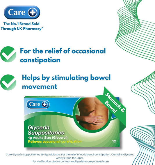 Two Packs Of Care Glycerin Suppositories 4G Adult 12