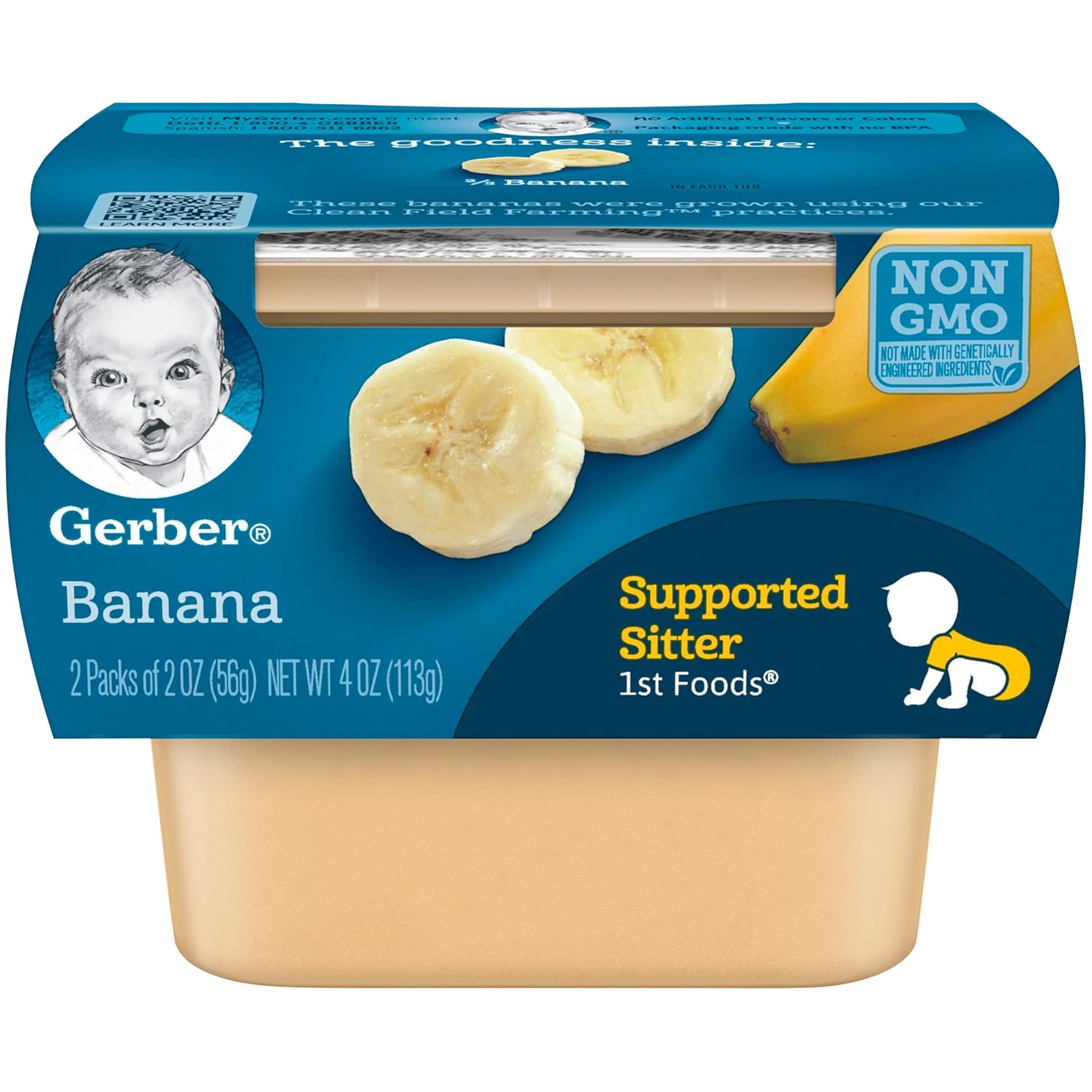 Gerber My 1St Veggies Starter Kit, Carrot, Green Bean & Sweet Potato Puree, 2 Ounce - 6 Count (Pack Of 2) And Gerber 1St Foods Baby Food Banana Puree, Natural & Non-Gmo, 2 Ounce Tubs, 2-Pack (Pack Of 8)