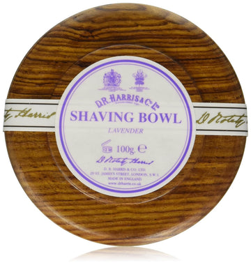 D.R. Harris Lavender Hard Shaving Soap In Mahogany Wood Bowl