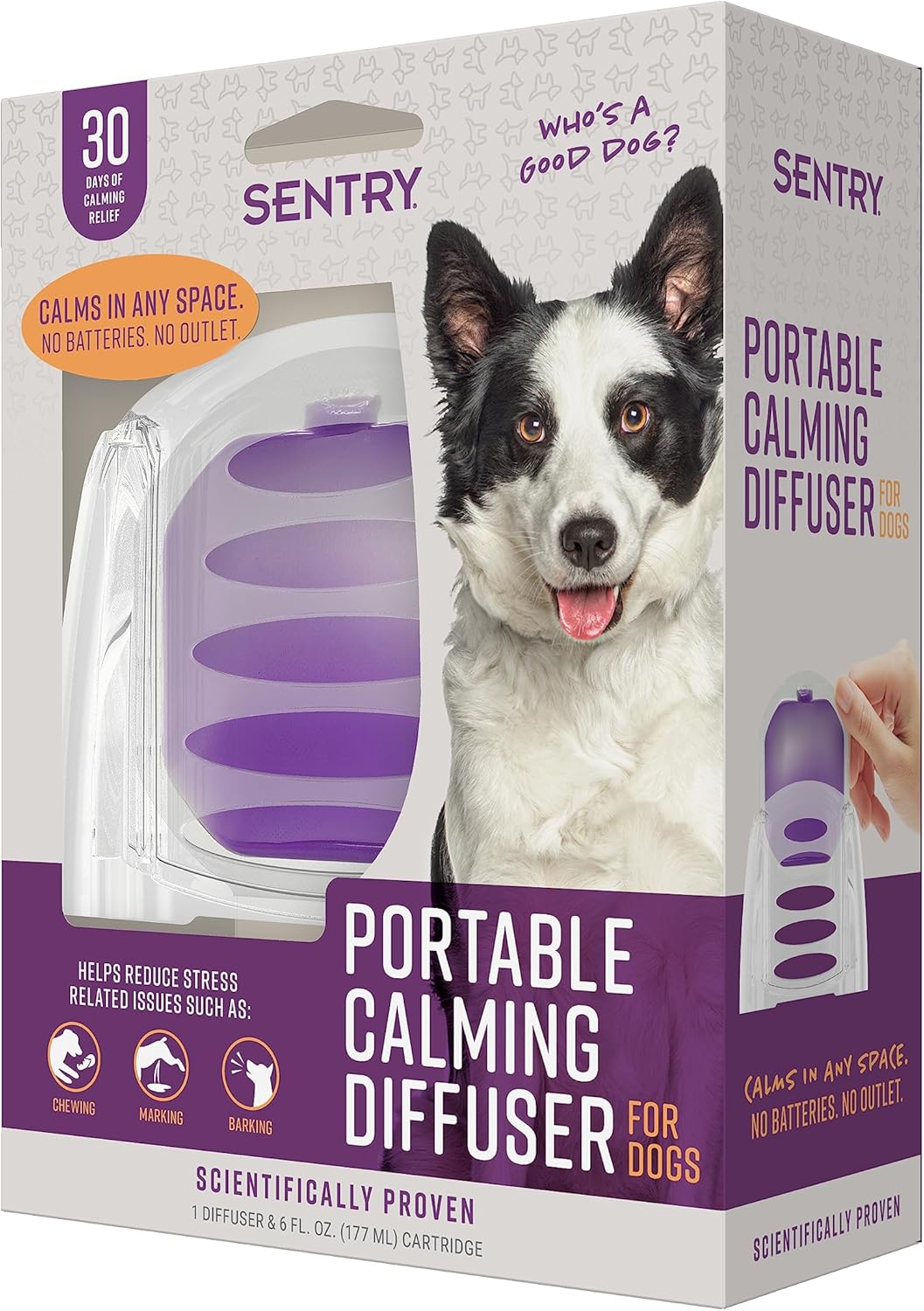 Sentry Behavior Portable Calming Diffuser For Dogs, Reduces Stress And Bad Behavior With Calming Pheromones, Easy-To-Use Portable Design, 30 Day Release