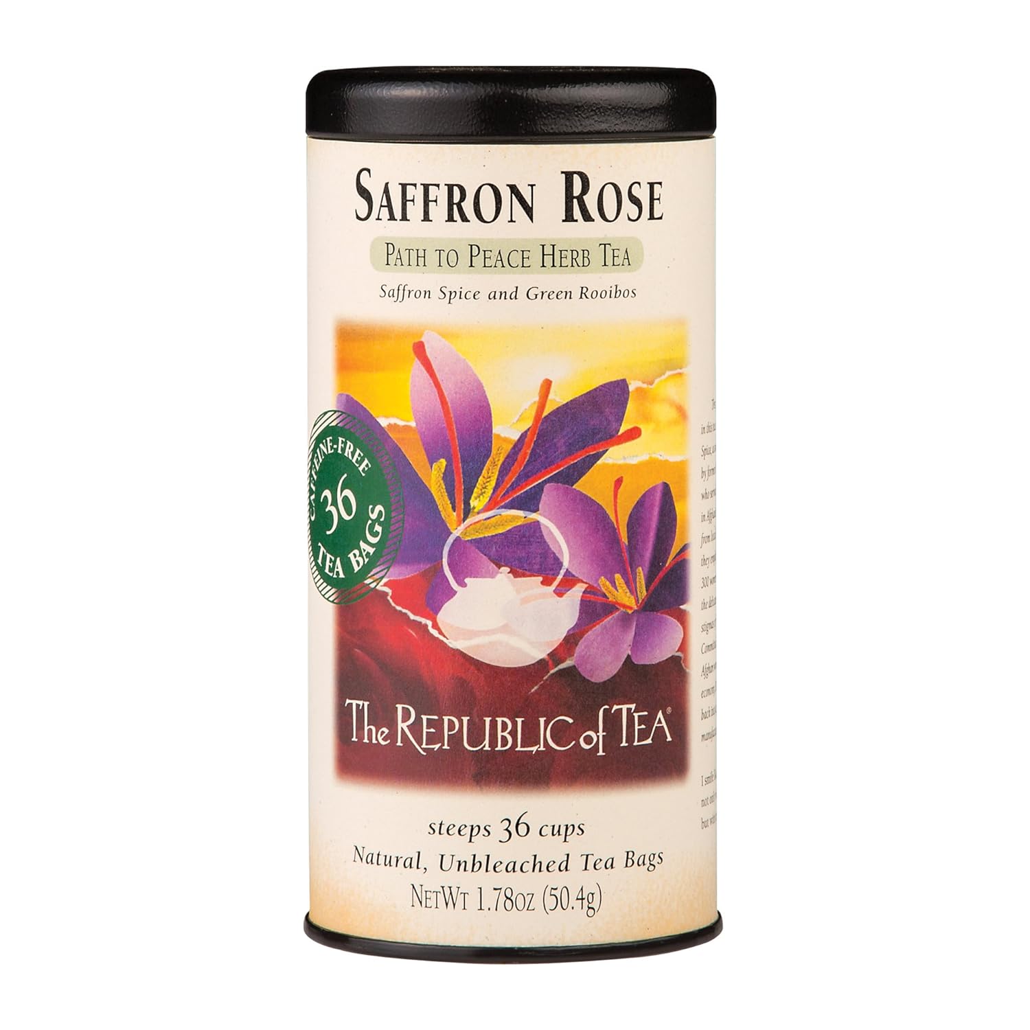 The Republic Of Tea Saffron Rose Herbal Tea Bags, 36 Tea Bags