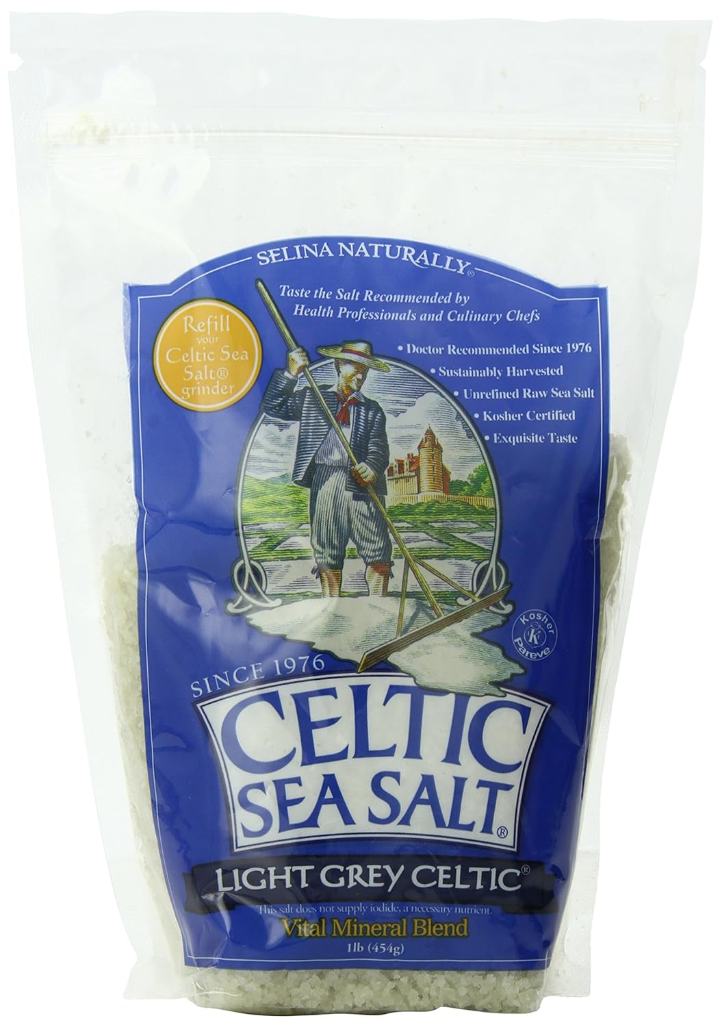 Light Grey Celtic Sea Salt Resealable Bags “ Additive-Free, Delicious Sea Salt, Perfect For Cooking, Baking And More - Gluten-Free, Non-Gmo Verified, Kosher And Paleo-Friendly, 1 Pound Bag (6 Count)