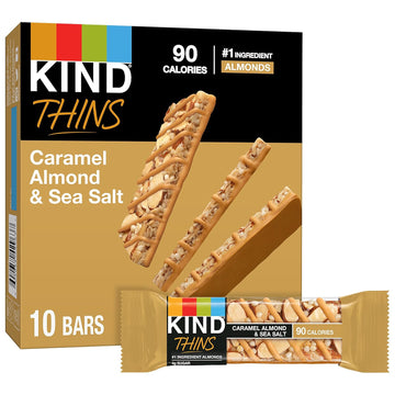 Kind Thins Caramel Almond & Sea Salt Bars, 0.74 Ounce, Gluten Free, 4G Sugar, 10 Count (Pack Of 6)