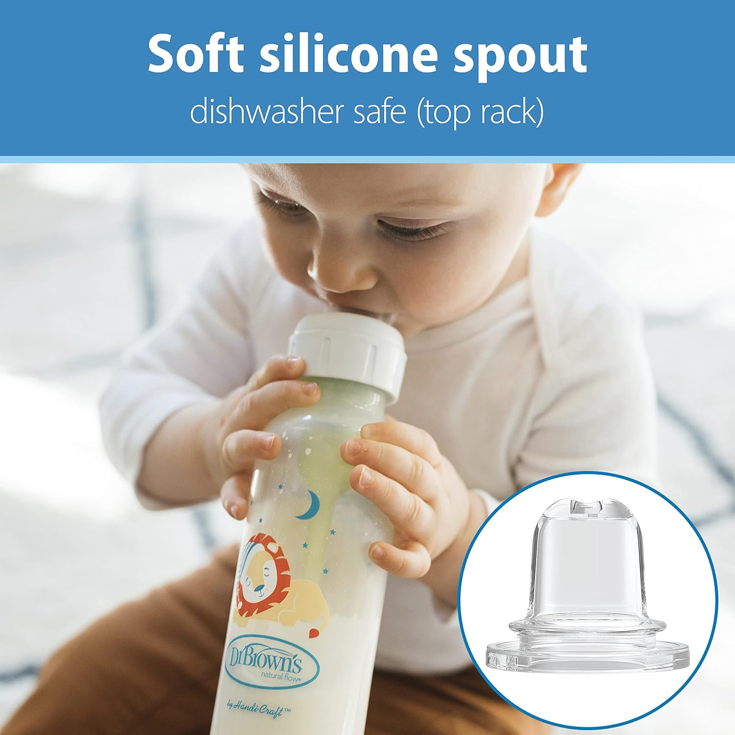Dr. Brown's Milestones Narrow Sippy Bottle, 100% Silicone Soft Sippy Spout, 8oz/250mL, Fox & Lion, 6m+ : Baby