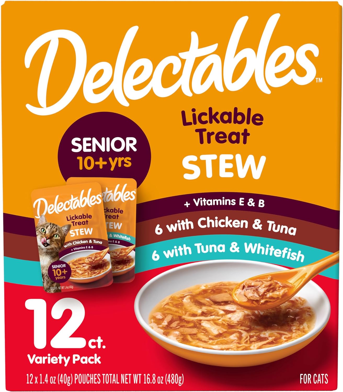 Hartz Delectables Stew Senior Cat Treat Variety Pack, 12 Count