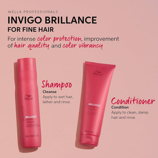 Wella Color Charm Invigo Brilliance Color Protection Shampoo & Conditioner, For Fine Hair + Hair Toner, Neutralize Brass, T10 Ivory Lady