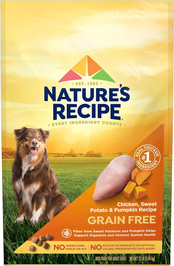 Nature's Recipe Dry Dog Food, Grain Free Chicken, Sweet Potato & Pumpkin Recipe, 12 lb. Bag