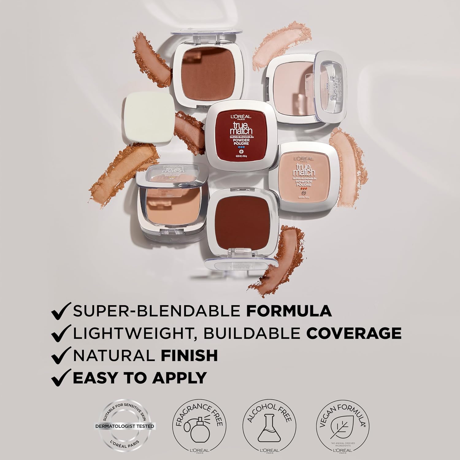 L'Oreal Paris True Match Super Blendable Oil Free Foundation Powder, C8 Medium Deep, 0.33 oz, Packaging May Vary : Beauty & Personal Care