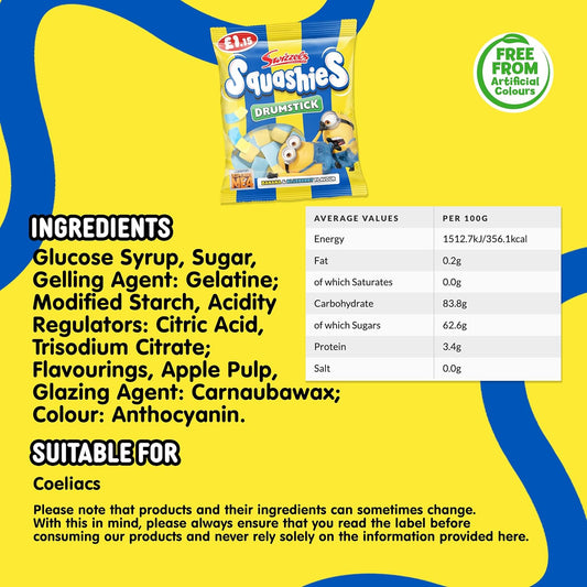 Swizzels Squashies Minion Sweets - Banana & Blueberry Flavour - Price Marked Multipack (12 X 120G)