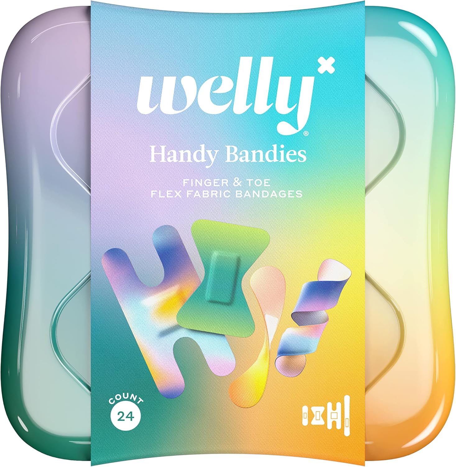 Welly Bandages - Flexible Adhesive Bravery Badges For Minor Cuts And Scrapes - Colorful 24 Count First Aid Tin