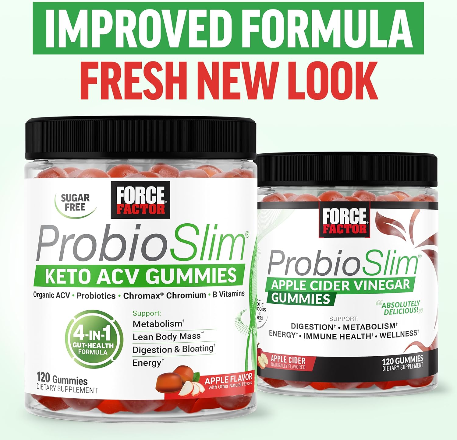 Force Factor Probioslim Apple Cider Vinegar Gummies With Organic Lactospore Probiotics And Prebiotics To Support Digestion, Metabolism, And Immune Health, 60 Gummies : Health & Household