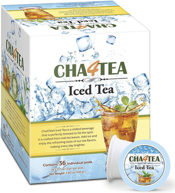 Cha4Tea 36-Count Unsweetened Black Iced Tea Pods For Keurig K-Cup Brewers