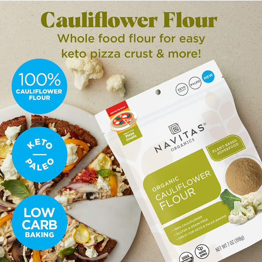 Navitas Organics Cauliflower Flour, 7Oz — Organic, Non-Gmo, 100% Cauliflower Flour For Keto Pizza & Baking — 13 Servings