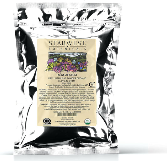 Starwest Botanicals Organic Psyllium Husk Powder, 1 Pound : Health & Household