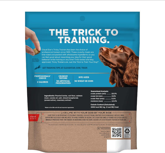 Cloud Star Tricky Trainers Crunchy Dog Training Treats 8 Oz Pouch, Salmon Flavor, Low Calorie Behavior Aid With 450 Treats