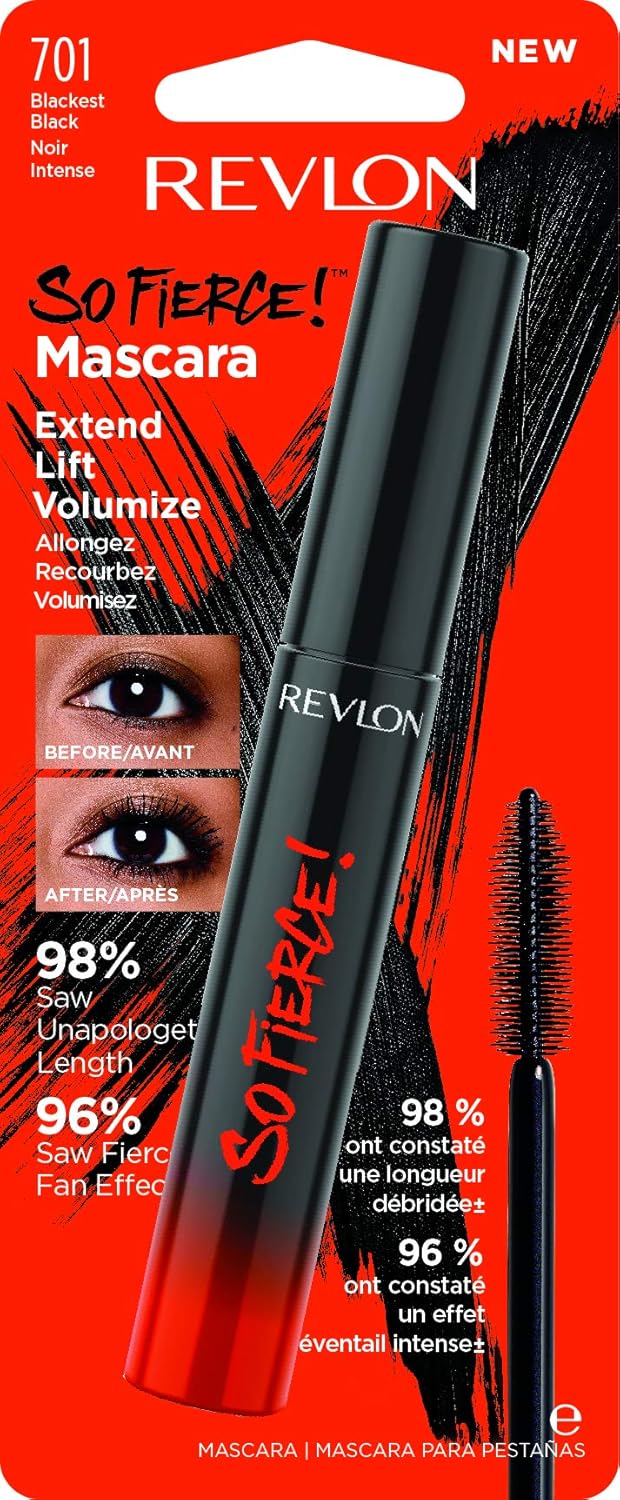 Revlon Mascara, So Fierce Eye Makeup, Lasts up to 24 Hours, No Clump, Smudge Proof, Flake Proof, 701 Blackest Black, 0.25 Fl Oz : Beauty & Personal Care