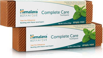 Himalaya Botanique Complete Care Toothpaste, Herbal, Mint Flavor, Fights Plaque, Freshens Breath, Fluoride Free, No Artificial Flavors, Sls Free, Cruelty Free, Foaming, 5.29 Oz, 2 Pack…