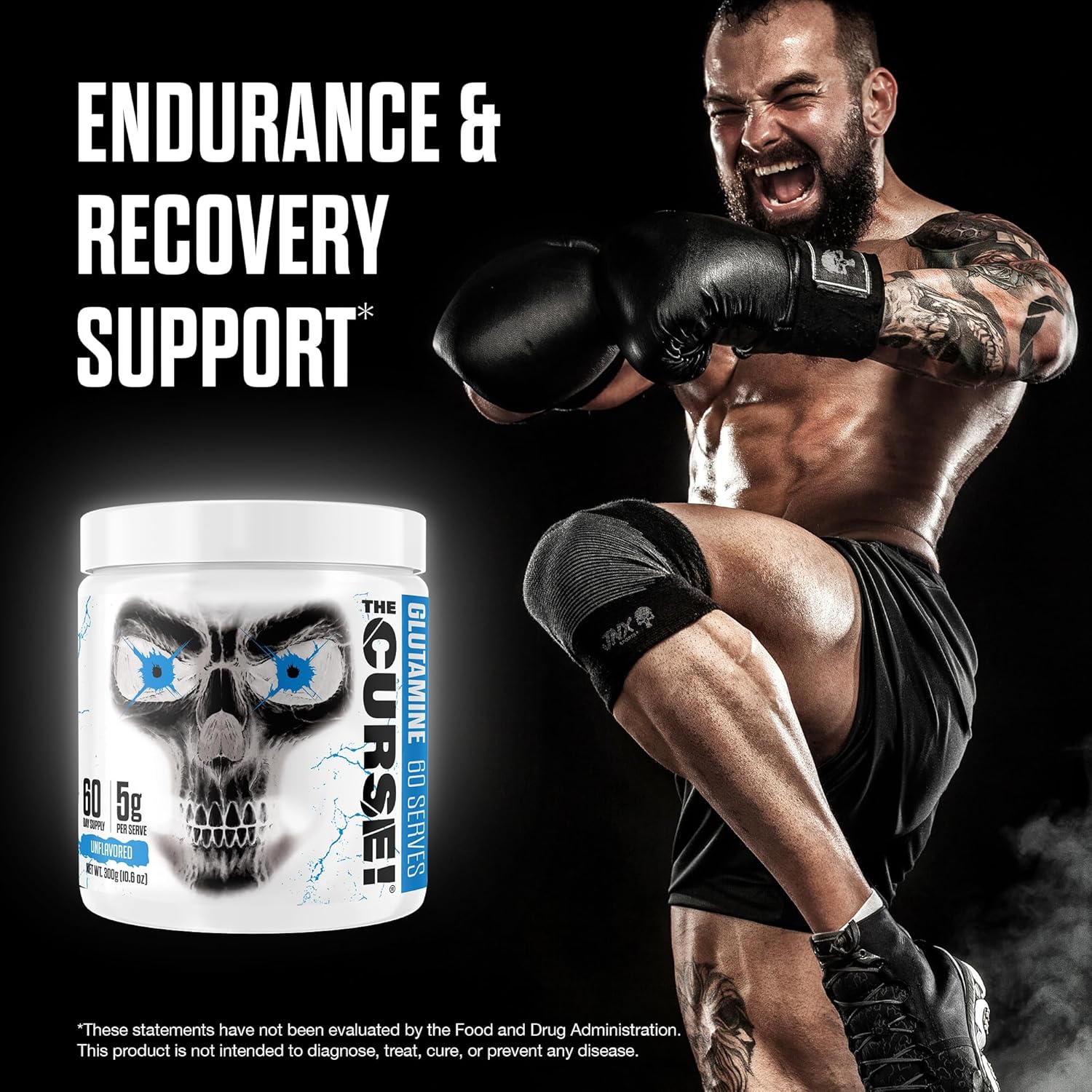 Jnx Sports, The Curse! Glutamine, L-Glutamine Powder 5G - Support Muscle Recovery, Post Workout, 60 Servings, Unflavored : Health & Household