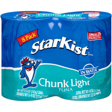 StarKist Chunk Light Tuna in Water, 5 oz Can, Pack of 8