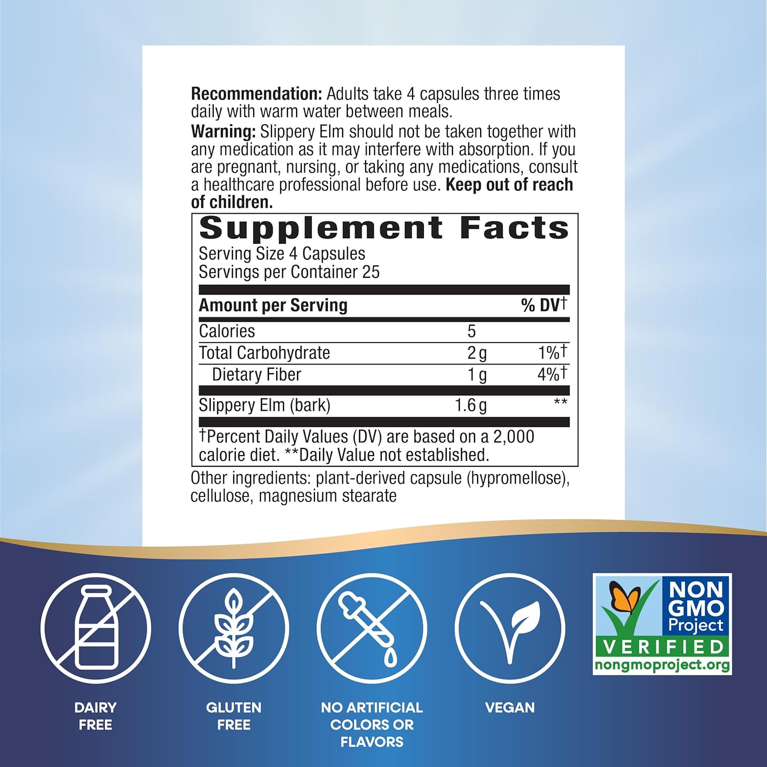 Nature's Way Slippery Elm Bark, Traditional Support to Soothe the GI Tract*, Vegan, 100 Capsules (Packaging May Vary) : Health & Household