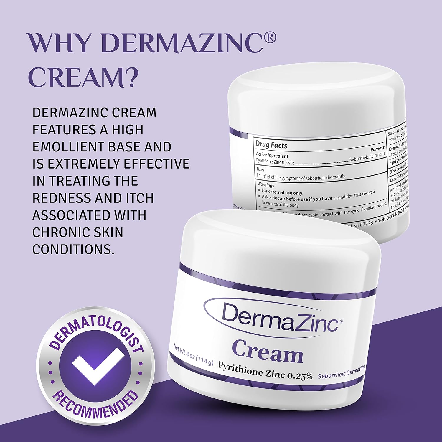 Dermazinc Therapy Cream, Zinc Cream For Skin, Skin Disorder Relief Cream For Psoriasis, Dermatitis, Eczema, And Other Skin Condition Symptoms : Health & Household