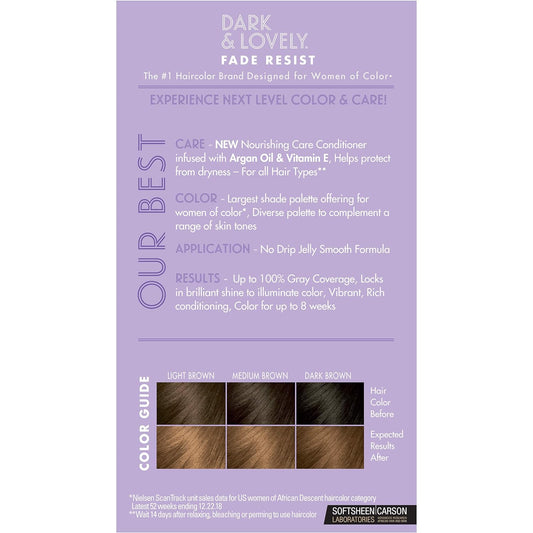 SoftSheen-Carson Dark and Lovely Fade Resist Rich Conditioning Hair Color, Permanent Hair Color, Up To 100 percent Gray Coverage, Brilliant Shine with Argan Oil and Vitamin E, Golden Bronze