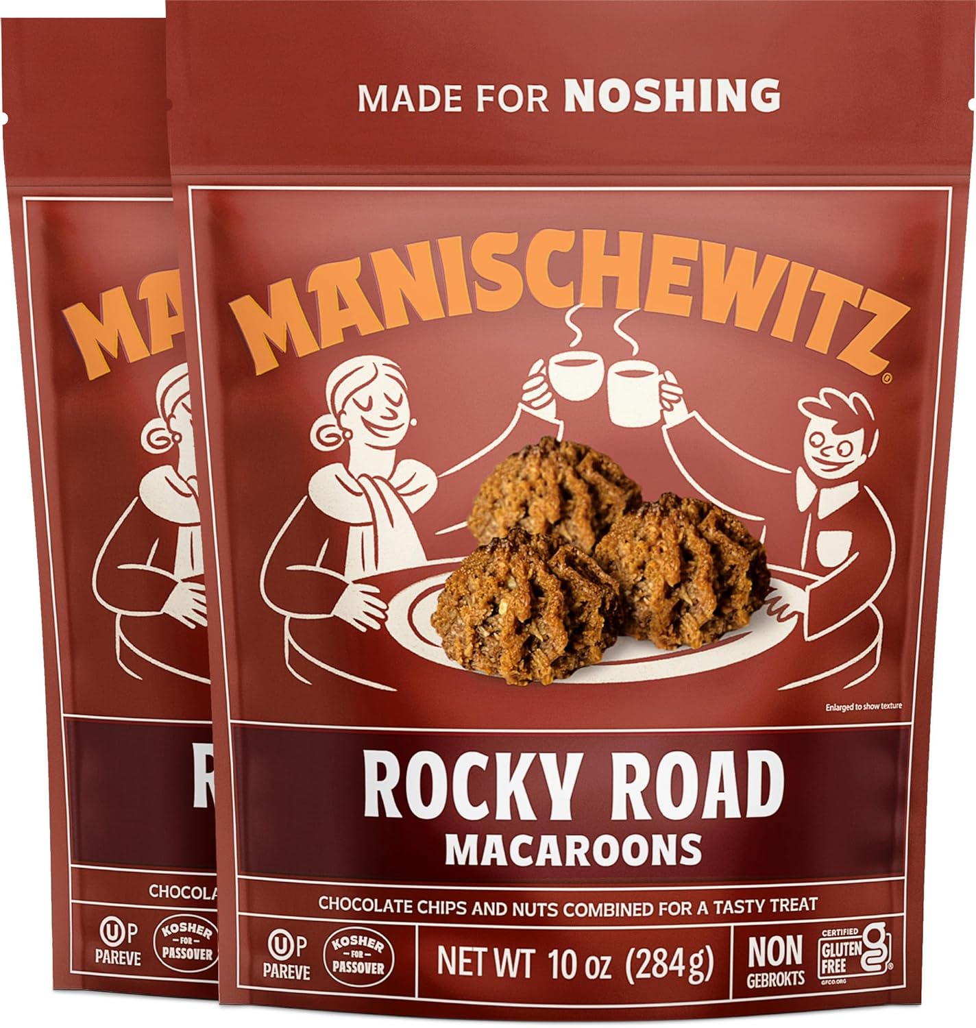 Manishewitz Rocky Road Macaroons, 10oz (2 Pack) | Coconut Macaroons | Resealable Bag | Dairy Free | Gluten Free Coconut Cookie | Kosher for Passover