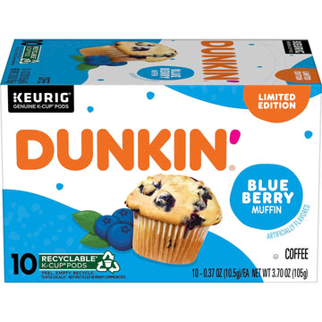 Dunkin’ Blueberry Muffin Ground Coffee, Keurig K-Cup Pods, 10 Count