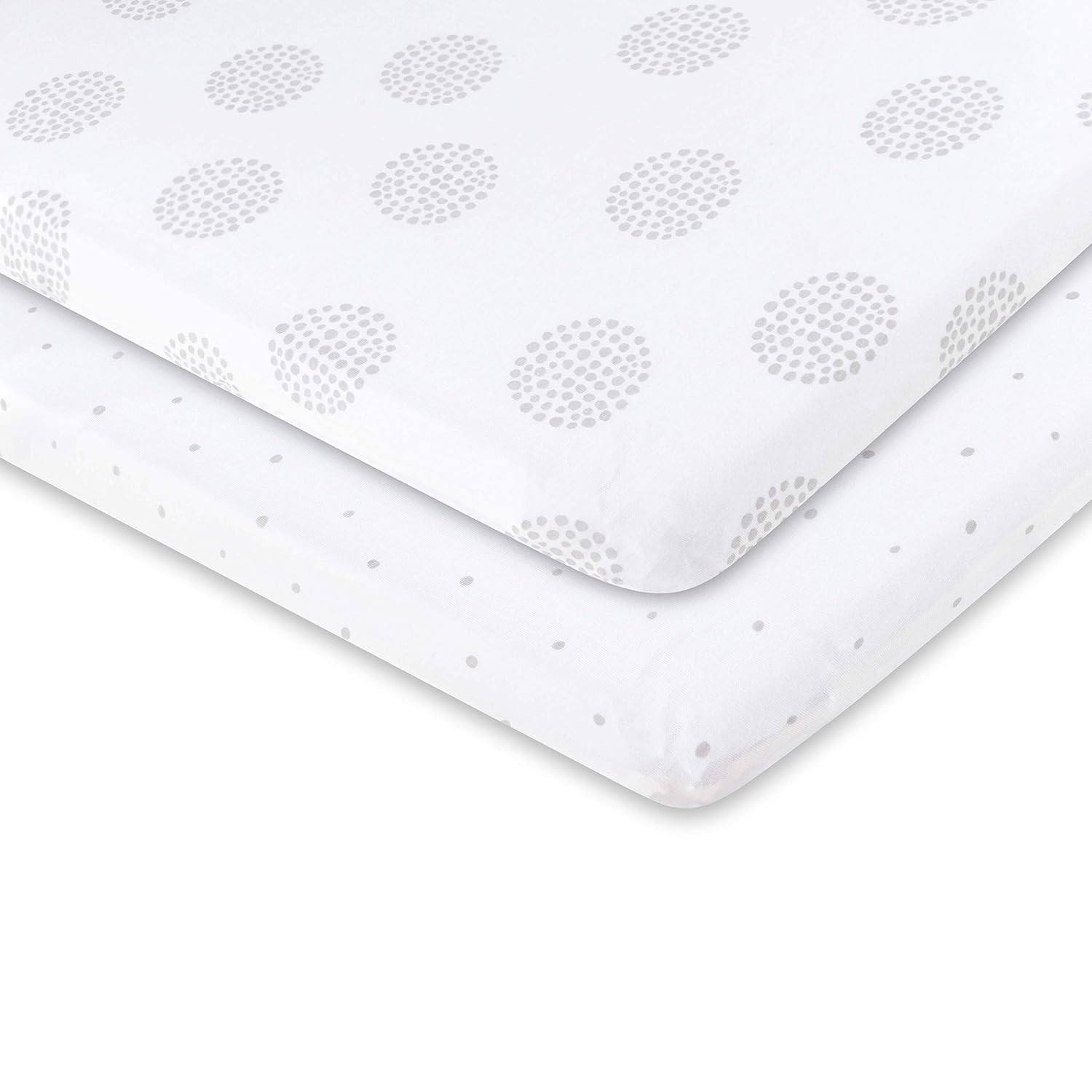 Ely'S & Co. Bassinet Sheet 100% Combed Jersey Cotton 2 Pack Unisex For Baby Girl And Boy - Grey Dottie Design