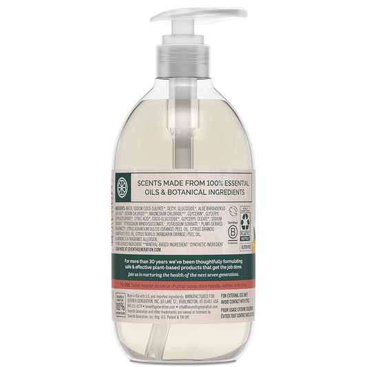 Seventh Generation Hand Soap, Mandarin Orange & Grapefruit , 12 Fl Oz (Pack Of 8) - (Packaging May Vary)