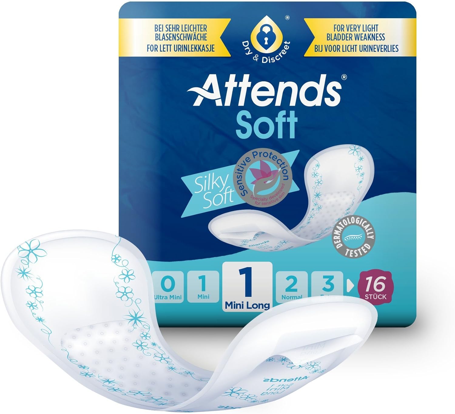 Attends Soft 1 Mini Long (200Ml) 16 Pack Incontinence Protection