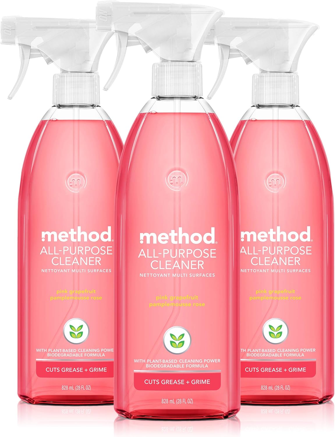 Method All-Purpose Cleaner Refill, Pink Grapefruit, Plant-Based And Biodegradable Formula Perfect For Most Counters, Tiles, Stone, And More, 68 Fl Oz Bottles, (Pack Of 3)