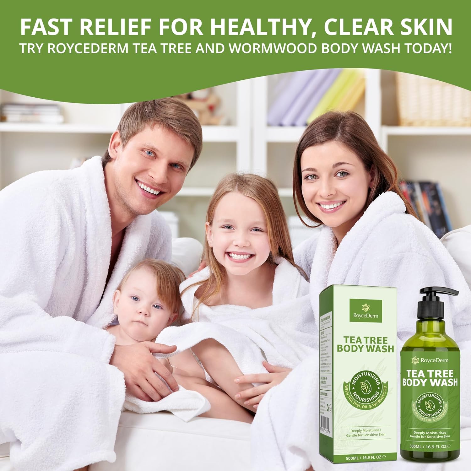 Roycederm Tea Tree Body Wash & Soap: Skin Care For Body Odor, Back Acne, Folliculitis, Tinea Versicolor, Jock Itch, Athlete’S Foot, And Ringworm - Gentle Cleansing With Tea Tree Oil For Men & Women