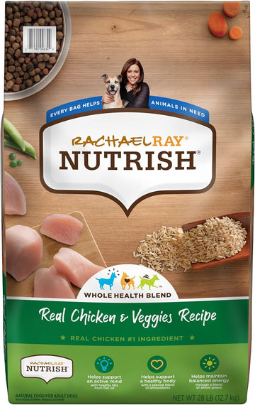 Rachael Ray Nutrish Premium Natural Dry Dog Food, Real Chicken & Veggies Recipe, 28 Pounds (Packaging May Vary)