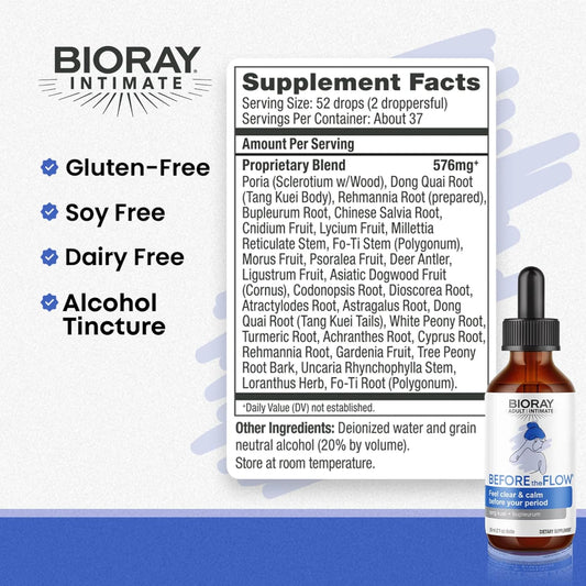 Bioray Intimate Before The Flow - 2 Fl Oz - Diminishes Normal Symptoms Of Pms - Non-Gmo, Gluten Free
