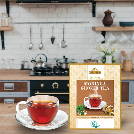 Ausha Ginger Moringa Tea 20 Bags - Caffeine Free - Digestion, Immunity