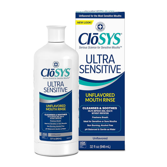 Closys Ultra Sensitive Mouthwash, Unflavored Alcohol Free, Dye Free, Ph Balanced, Helps Soothe Entire Mouth - 32 Oz (Pack Of 3)