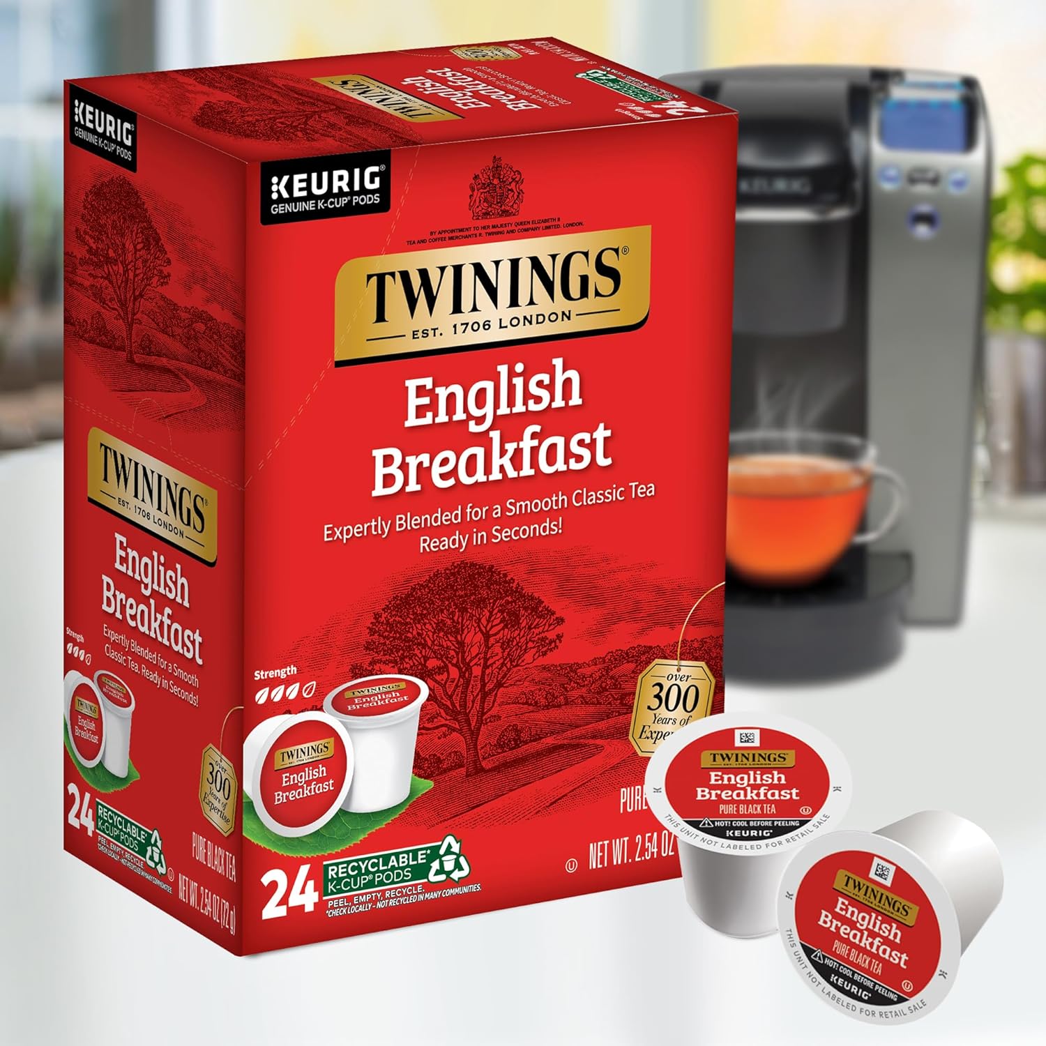 Twinings K-Cup Pods Variety Pack, Includes English Breakfast, Earl Grey, Green, And Pure Peppermint Tea For Keurig And Single Cup Brewers, 24 Count (Pack Of 4), Enjoy Hot Or Iced | Packaging May Vary