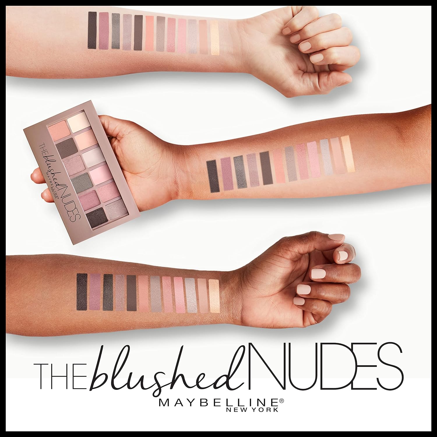 Maybelline The Blushed Nudes Eyeshadow Palette Makeup, 12 Pigmented Matte & Shimmer Shades, Blendable Powder, 1 Count