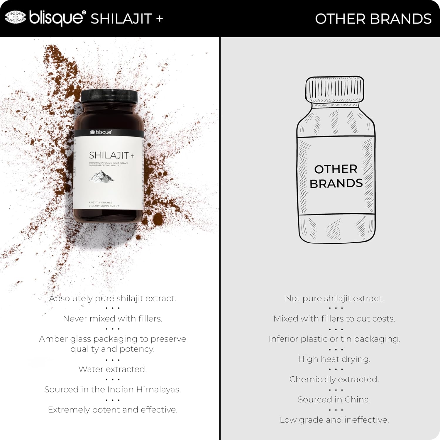 Blisque - Pure Himalayan Organic Shilajit Extract Powder | Authentic And Natural | Contains Fulvic Acid And Trace Minerals | 228 Servings | 7.5 Month Supply