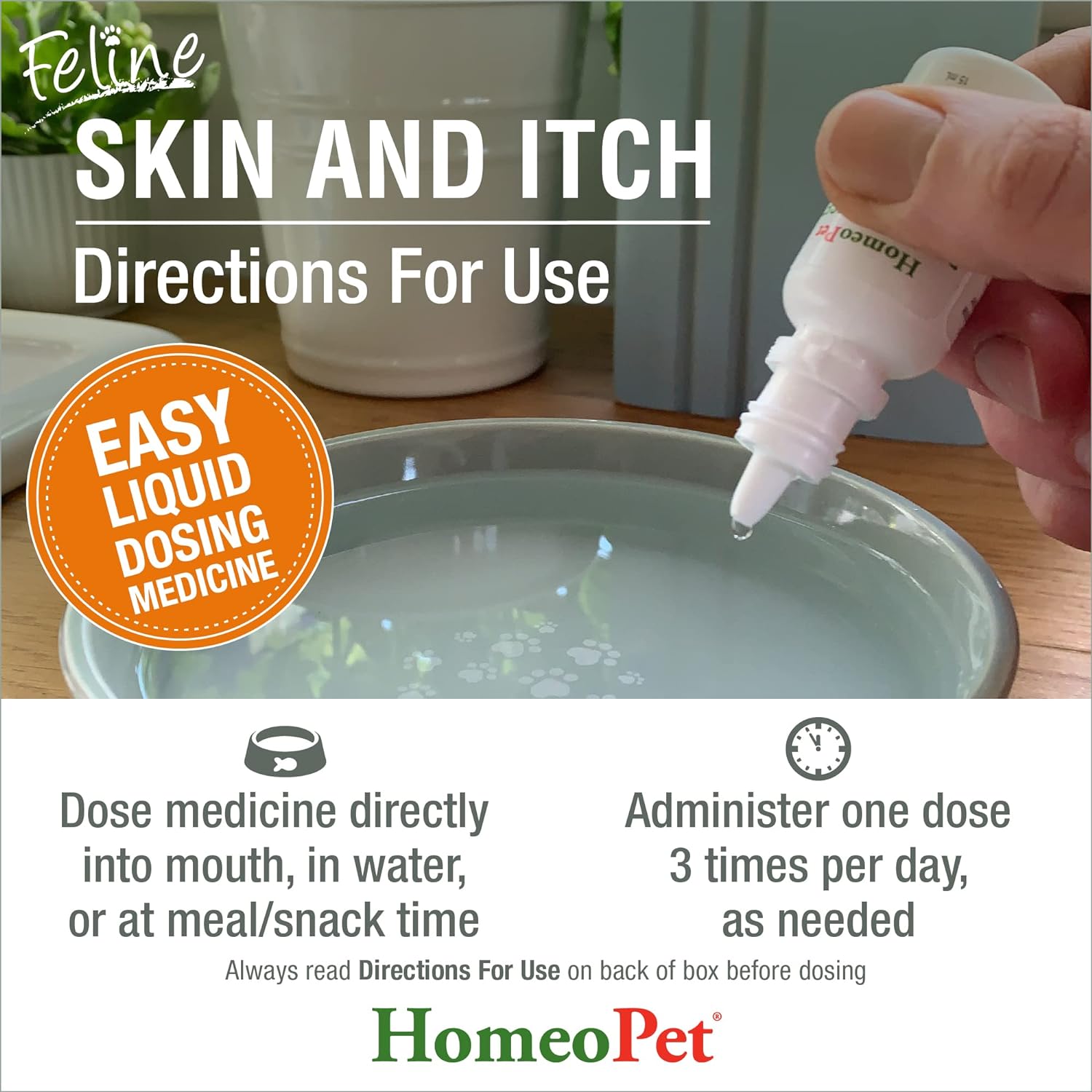 HomeoPet Feline Skin and Itch, Cat Skin-Soothing Medicine, Safe and Natural Skin and Itch Support for Cats, 15 Milliliters : Pet Itch Remedies : Pet Supplies