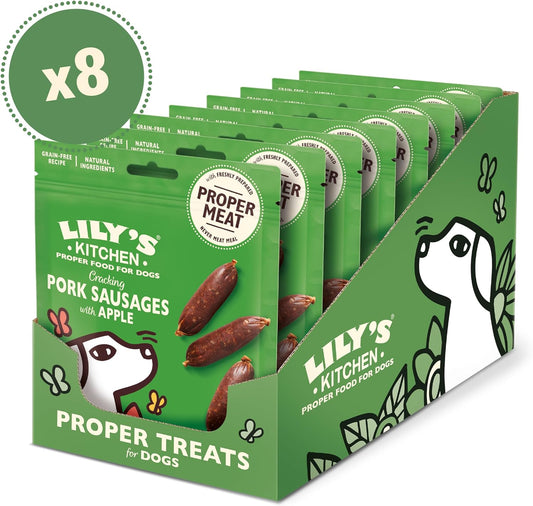 Lily’s Kitchen Made with Natural Ingredients Adult Dog Treats Packet Cracking Pork with Apple Sausages Grain-Free Recipes (8 Packs x 70g)?ANDTSPS70