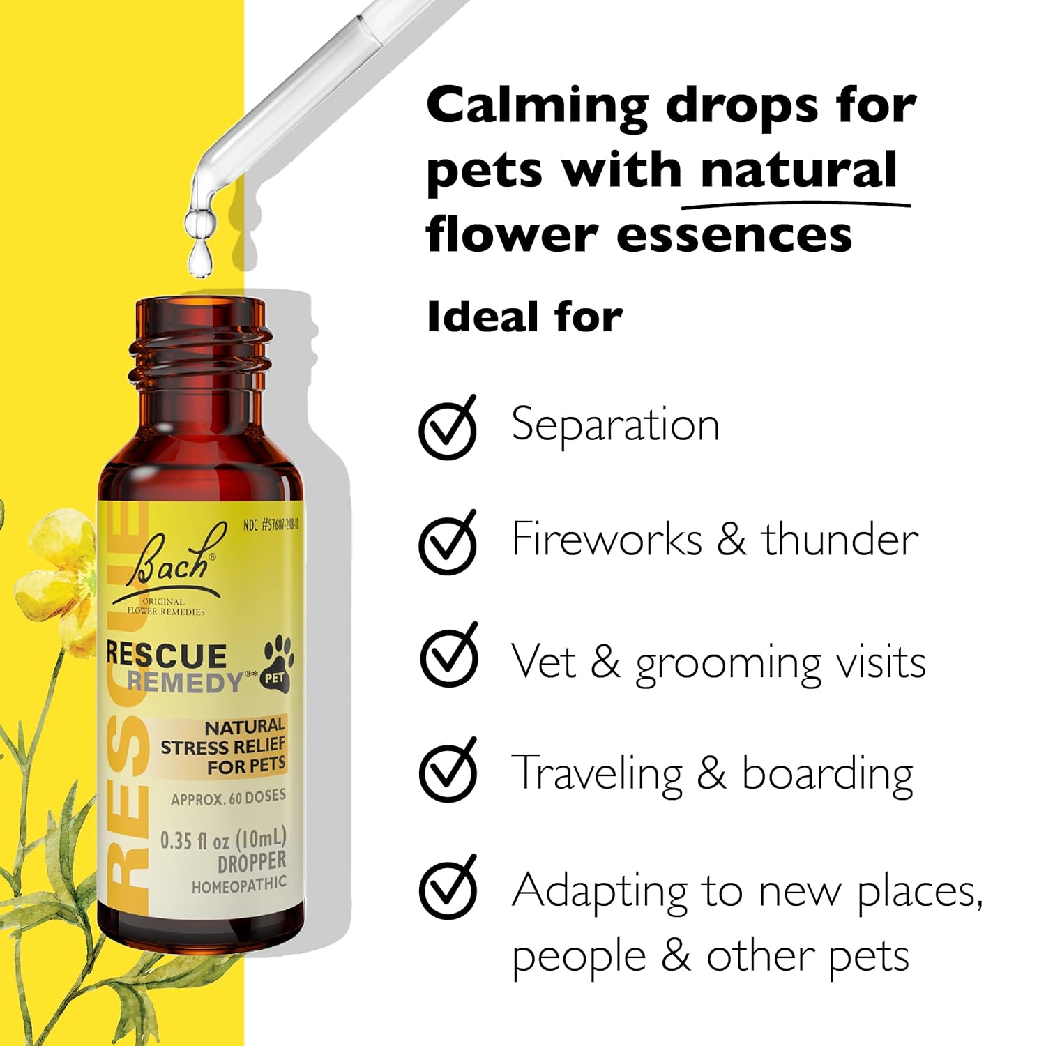 Pet & People Natural Stress Relief Bundle, Bach RESCUE Remedy Dropper [and] RESCUE Remedy Pet Dropper for Dogs, Cats & Other Pets - 2Pk, Homeopathic Flower Essence, Vegan, Sedative-Free, 10mL Ea